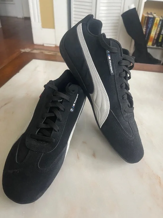 Puma Black and Silver Motorsport Suede Sneakers - Picture 1 of 3
